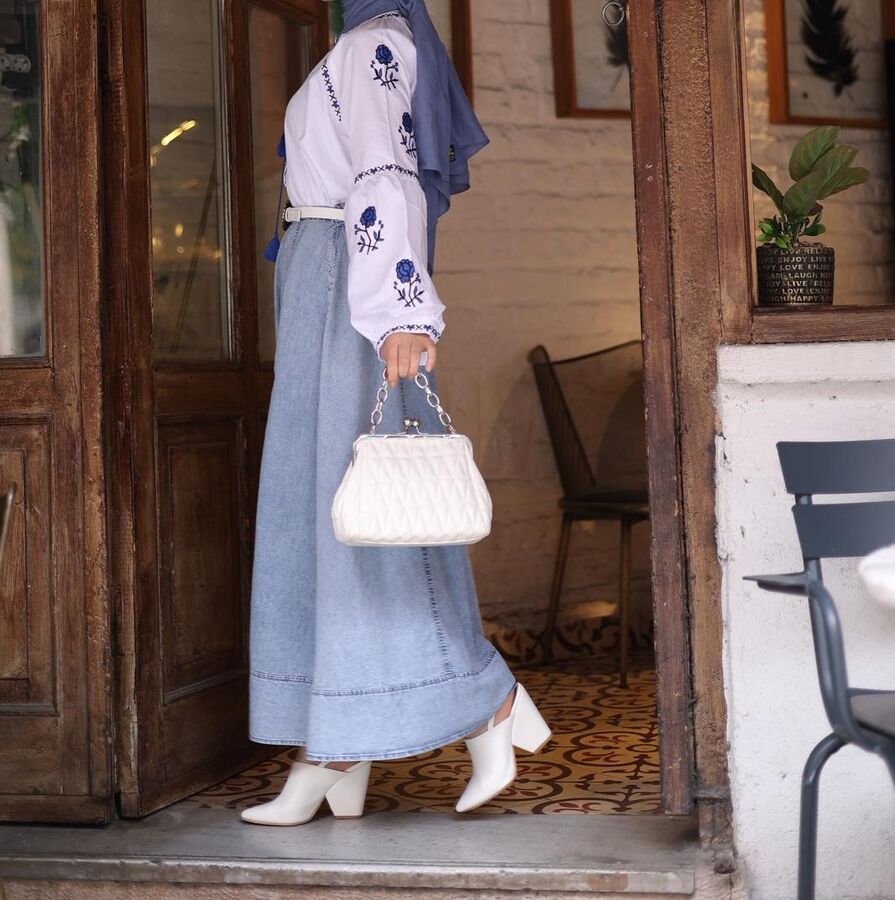 Kadın Denim Kot Etek-Açık Mavi