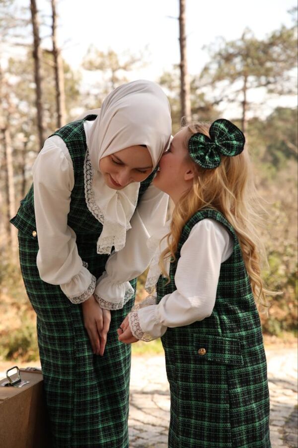 Buket Çocuk Elbise-Yeşil