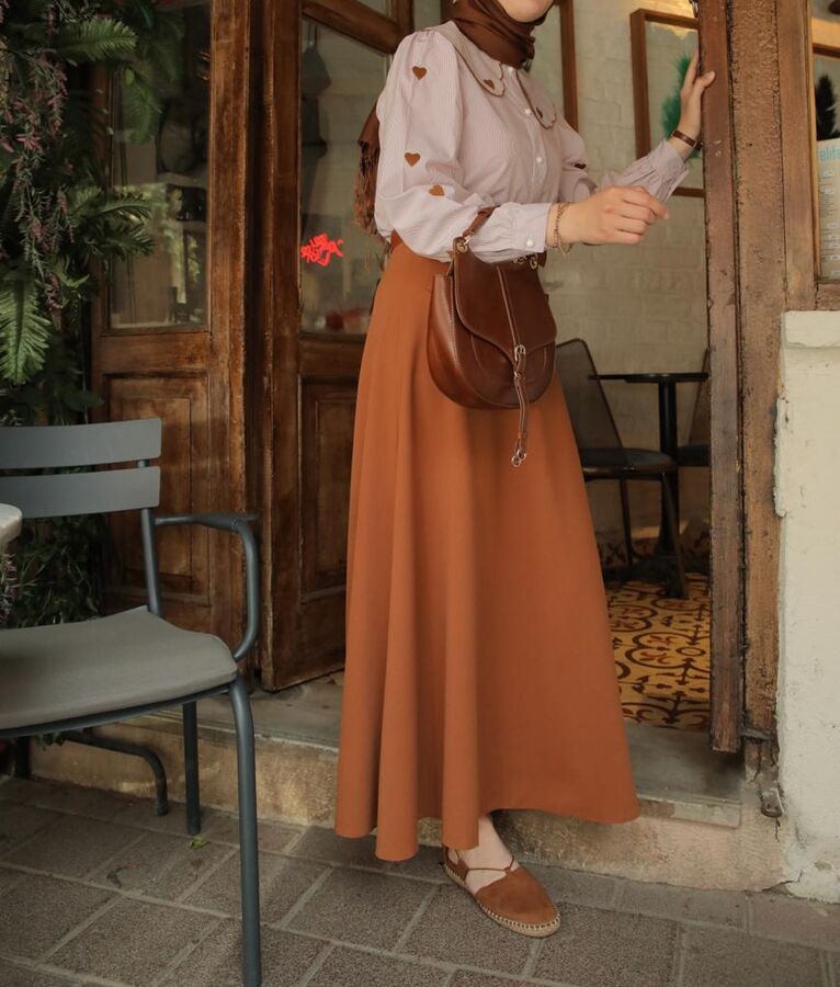 Ebru Kalpli Gömlek-Açık Kahve