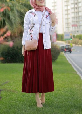 Hürrem Piliseli Etek-Bordo - Thumbnail