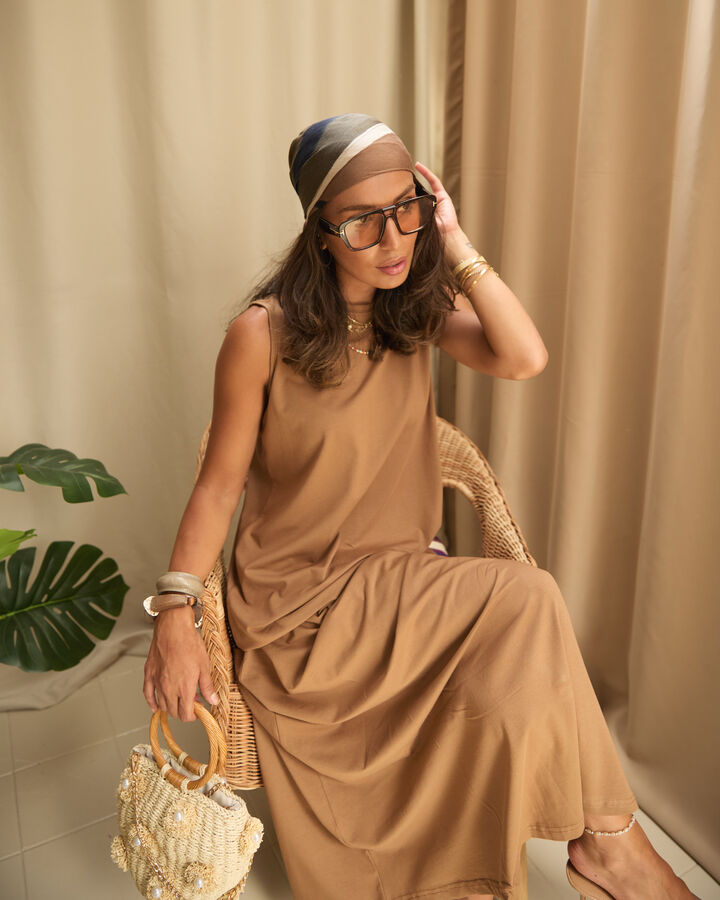 Kadın Basic Elbise- Camel
