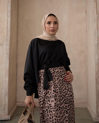 Esra Keküllüoğlu - Kadın Leopar Etek-Bej