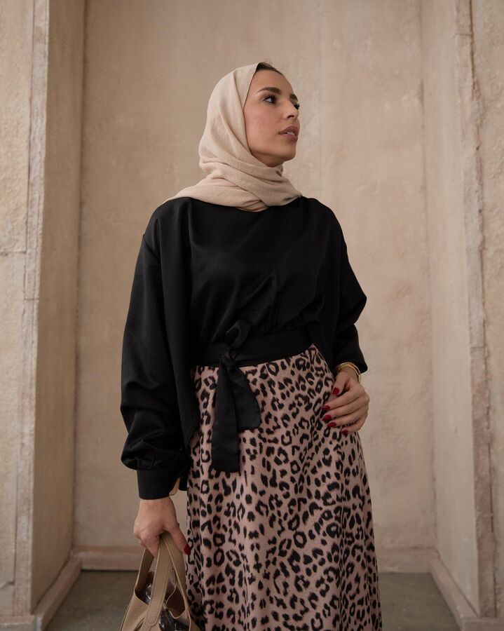 Kadın Leopar Etek-Bej