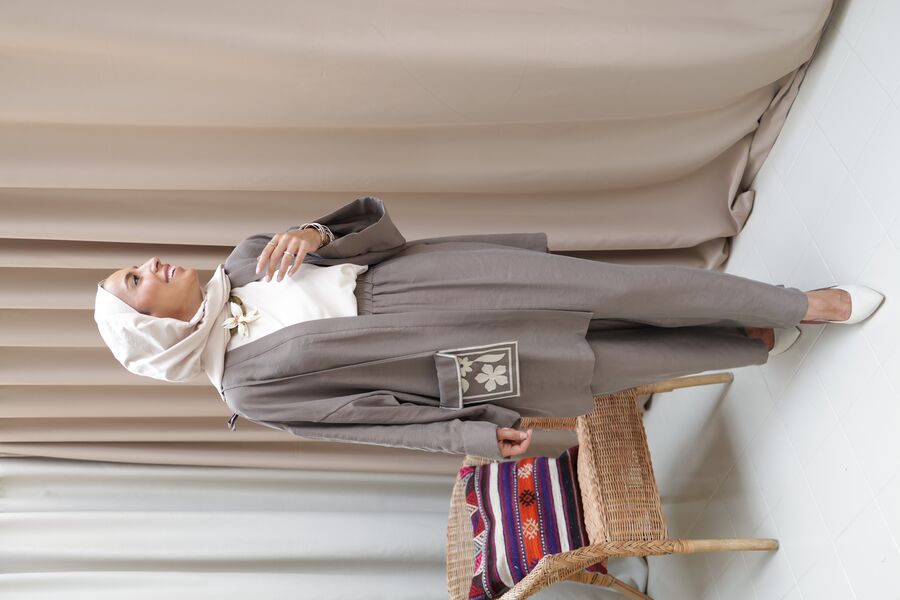 Kadın Çantalı Kimono Takım- Taş