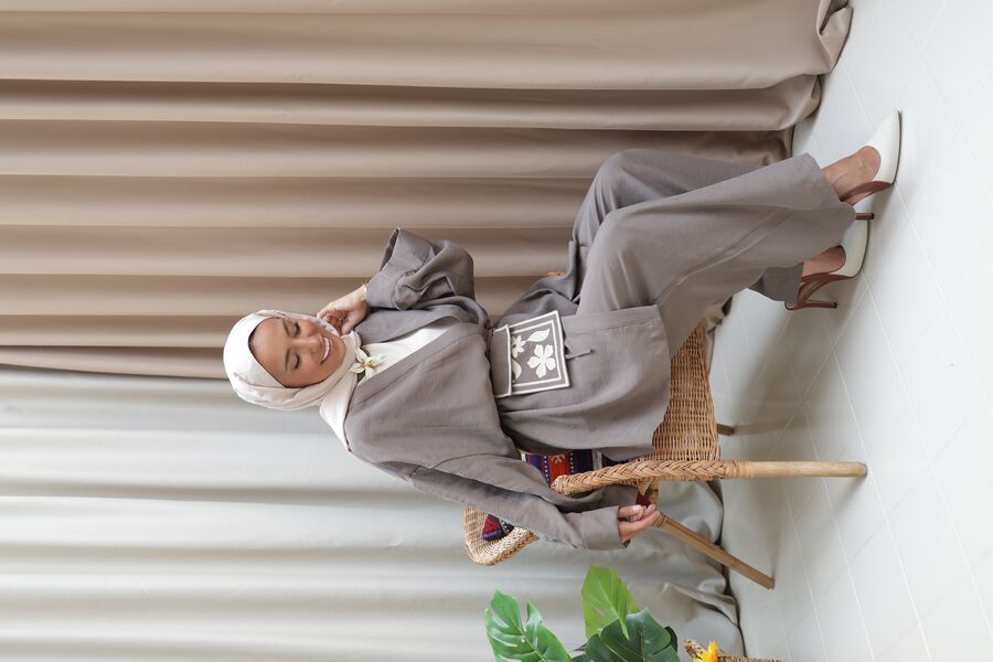 Kadın Çantalı Kimono Takım- Taş