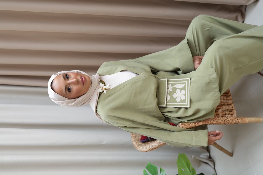 Kadın Çantalı Kimono Takım- Yağ Yeşil