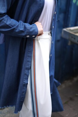 Kadın Denim Püsküllü Tunik-Koyu Mavi - Thumbnail