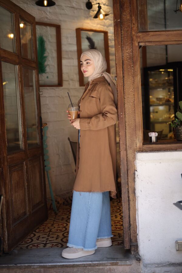 Kadın Tensel Püsküllü Tunik-Cappuccino