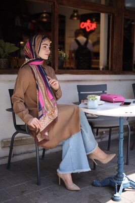 Kadın Tensel Püsküllü Tunik-Cappuccino - Thumbnail