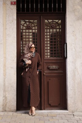 Kadın Kapitone Kap-Kahverengi - Thumbnail