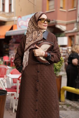 Kadın Kapitone Kap-Kahverengi - Thumbnail