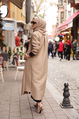 Kadın Kapitone Kap-Bej - Thumbnail