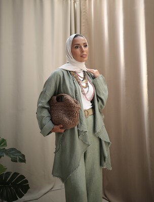 Esra Keküllüoğlu - Kadın Keten Püsküllü Kısa Tunik-Ada Çayı