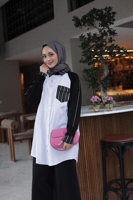 Esra Keküllüoğlu - Kadın Star Boncuklu Triko Kolluk-Siyah