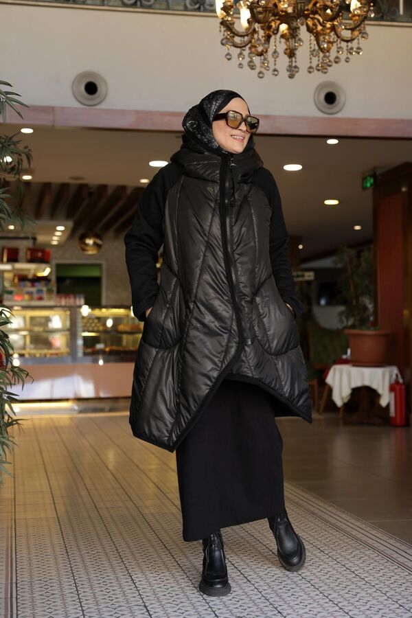 Kadın Kayra Kısa Kap-Siyah