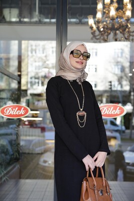 Esra Keküllüoğlu - Kadın Pamuk Elbise-Siyah