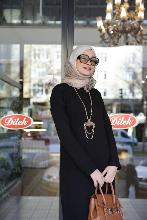 Kadın Pamuk Elbise-Siyah