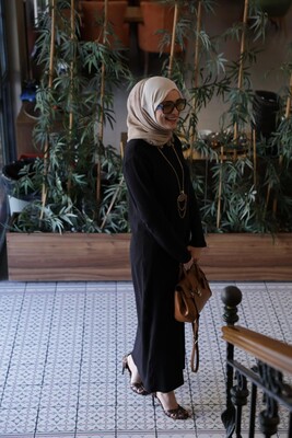 Kadın Pamuk Elbise-Siyah - Thumbnail