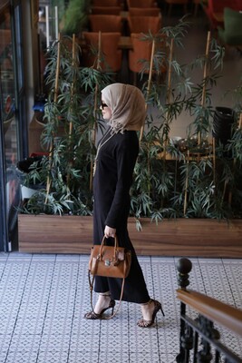 Kadın Pamuk Elbise-Siyah - Thumbnail