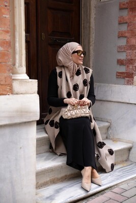 Kadın Siyah Çiçek Nakışlı Yelek-Taş - Thumbnail