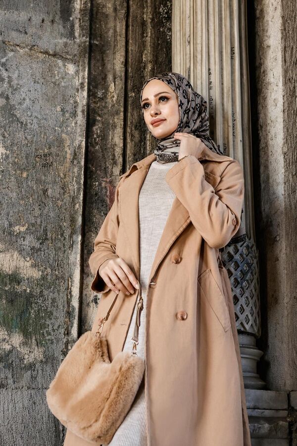 Kadın Yıkamalı Gabardin Trençkot-Camel