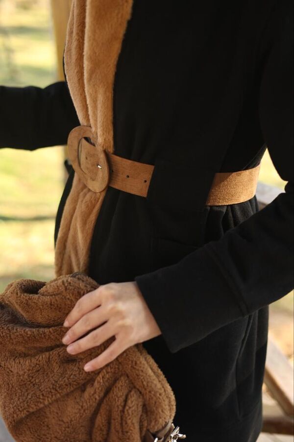 Kürk Detaylı İkili Takım-Camel