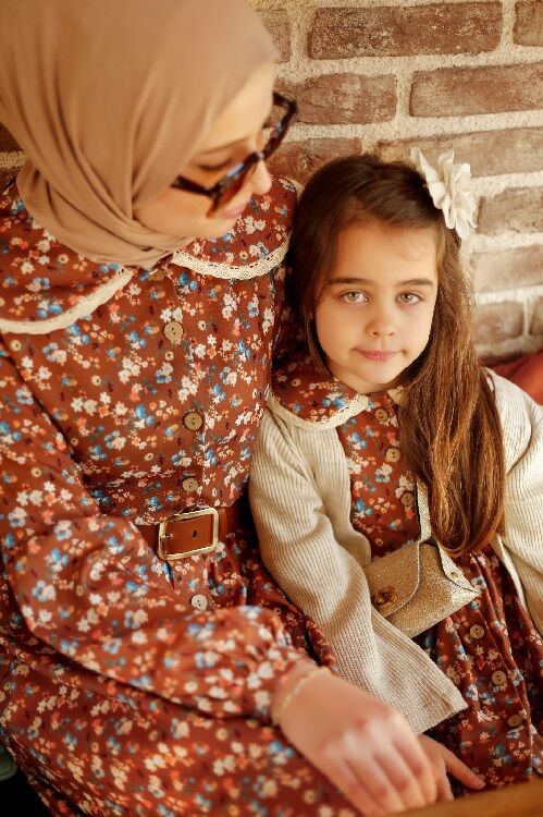 Lamia Çocuk Elbise-Kahve