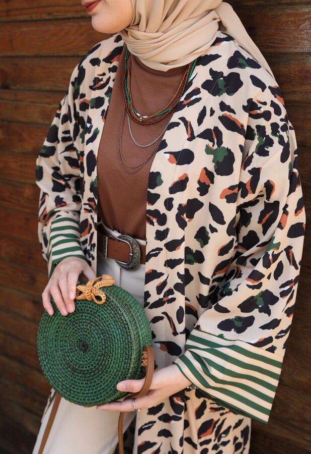 Nalan Leopar Kimono-Bej