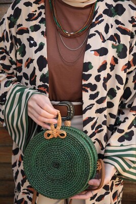 Nalan Leopar Kimono-Bej - Thumbnail