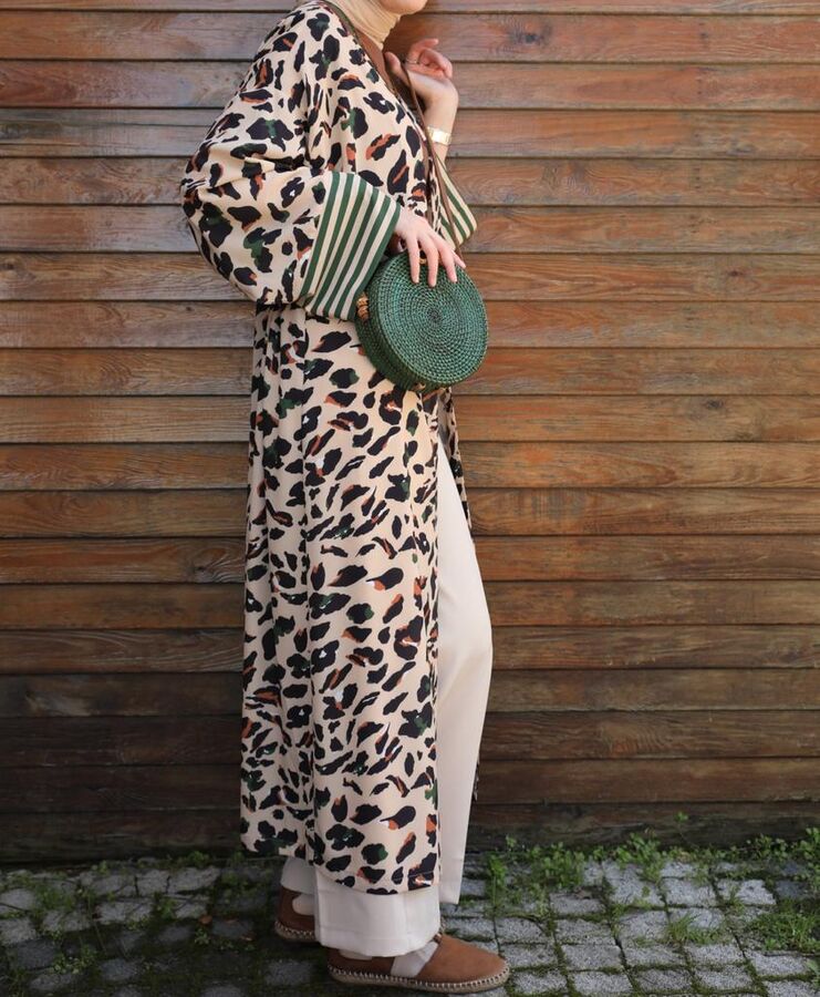 Nalan Leopar Kimono-Bej