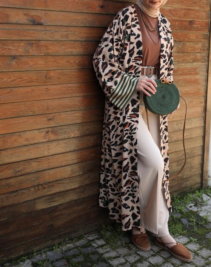 Nalan Leopar Kimono-Bej
