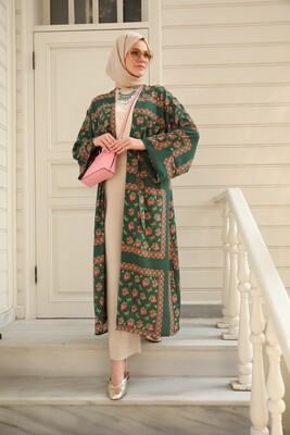 Esra Keküllüoğlu - Panolu Kimono-Yeşil