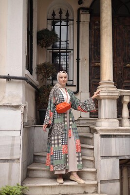 Seher Kimono Kırkyama-Haki - Thumbnail