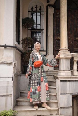 Seher Kimono Kırkyama-Haki - Thumbnail