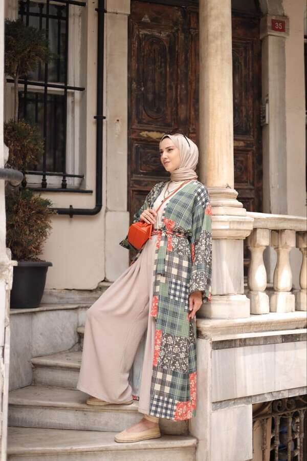 Seher Kimono Kırkyama-Haki
