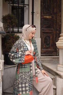 Seher Kimono Kırkyama-Haki - Thumbnail