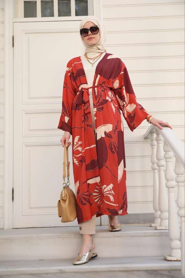 Yeni Kimono Desenli-Turuncu