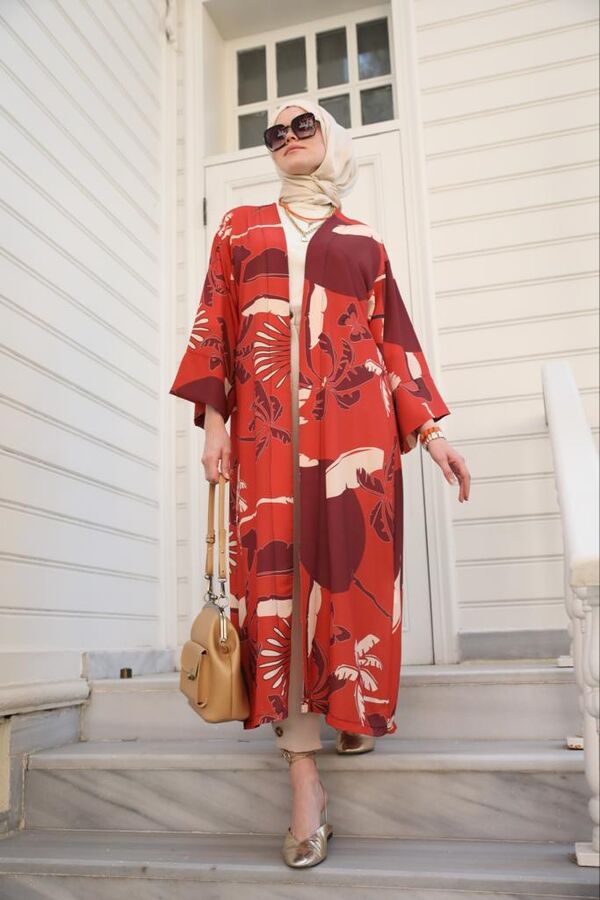 Yeni Kimono Desenli-Turuncu