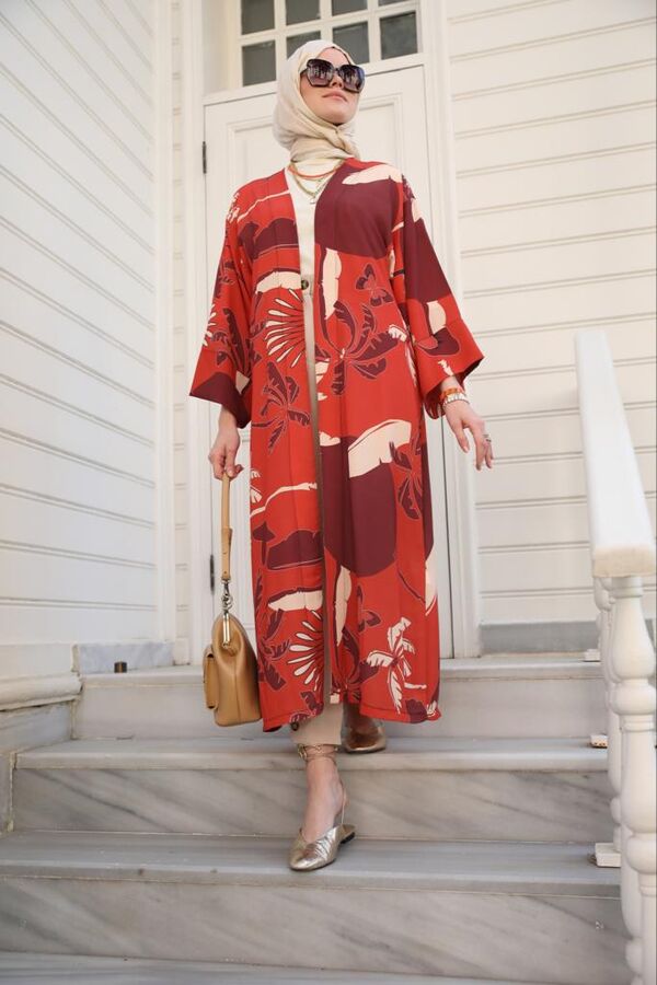 Yeni Kimono Desenli-Turuncu