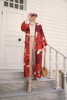 Yeni Kimono Desenli-Turuncu - Thumbnail