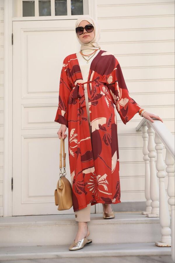 Yeni Kimono Desenli-Turuncu