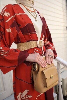 Yeni Kimono Desenli-Turuncu - Thumbnail