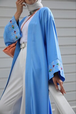 Esra Keküllüoğlu - Yeni Kimono Kolları Nakışlı-Mavi