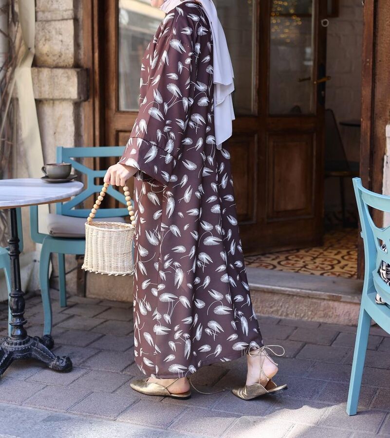 Yeni Kimono Yapraklı-Kahve
