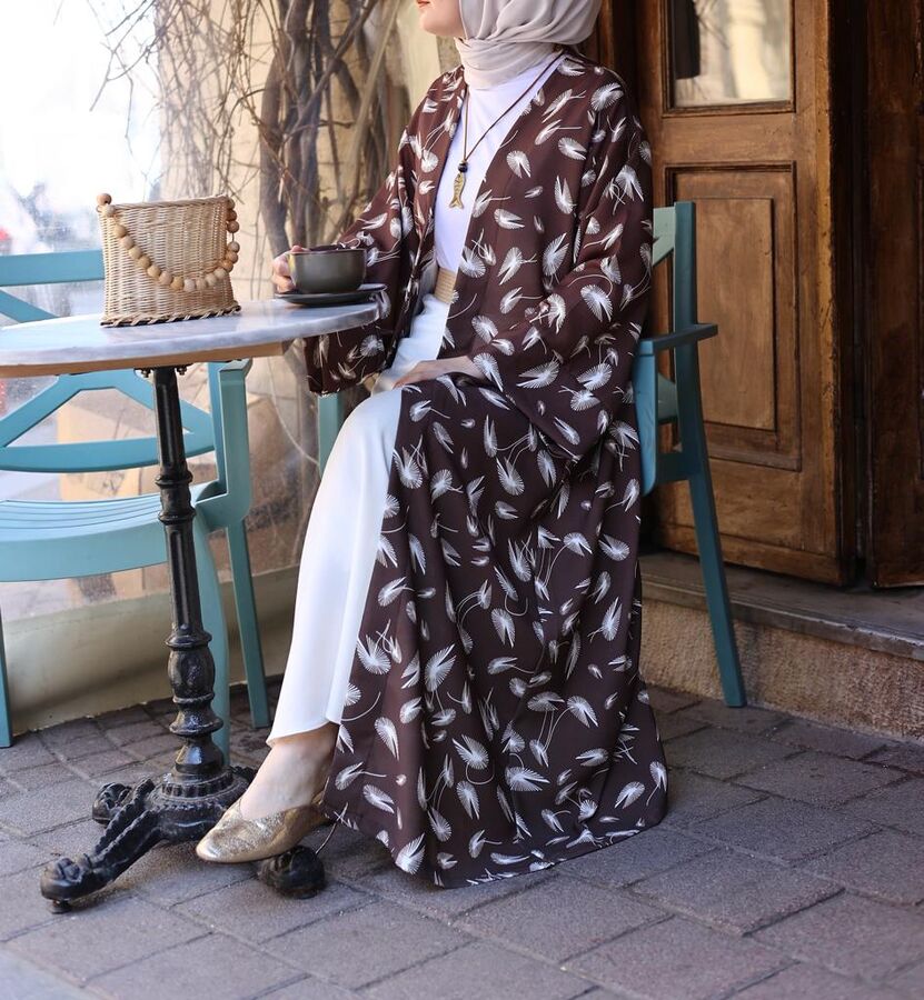 Yeni Kimono Yapraklı-Kahve